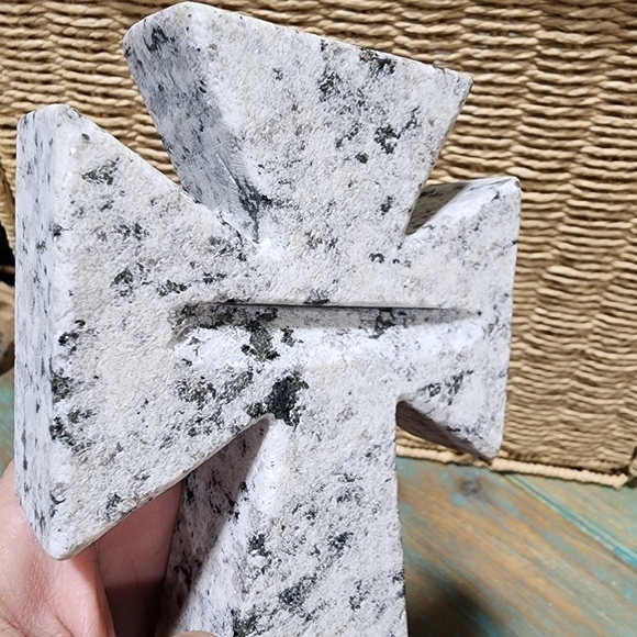 Granite Cross home decor mantle wall piece remembrance faith religious - Picture 4 of 7